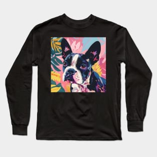 Retro Boston Terrier: Pastel Pup Revival Long Sleeve T-Shirt